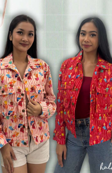 HaluanBali Jaket Pocket Perempuan Merah Putih - C01-0225 - Katun Twill