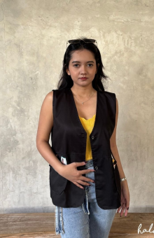 HaluanBali Vest Hitam Photocard - G02-0425 - Katun Organik